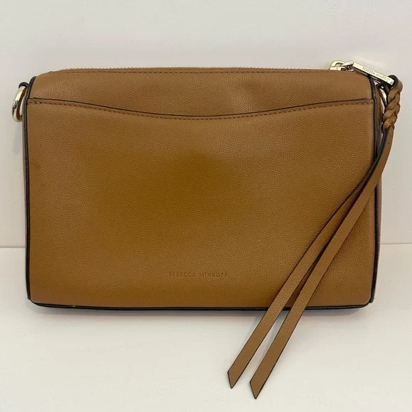 Rebecca Minkoff Jean Mac Leather Crossbody Handbag in Nutmeg Tan Brown-No Strap - Picture 4 of 7
